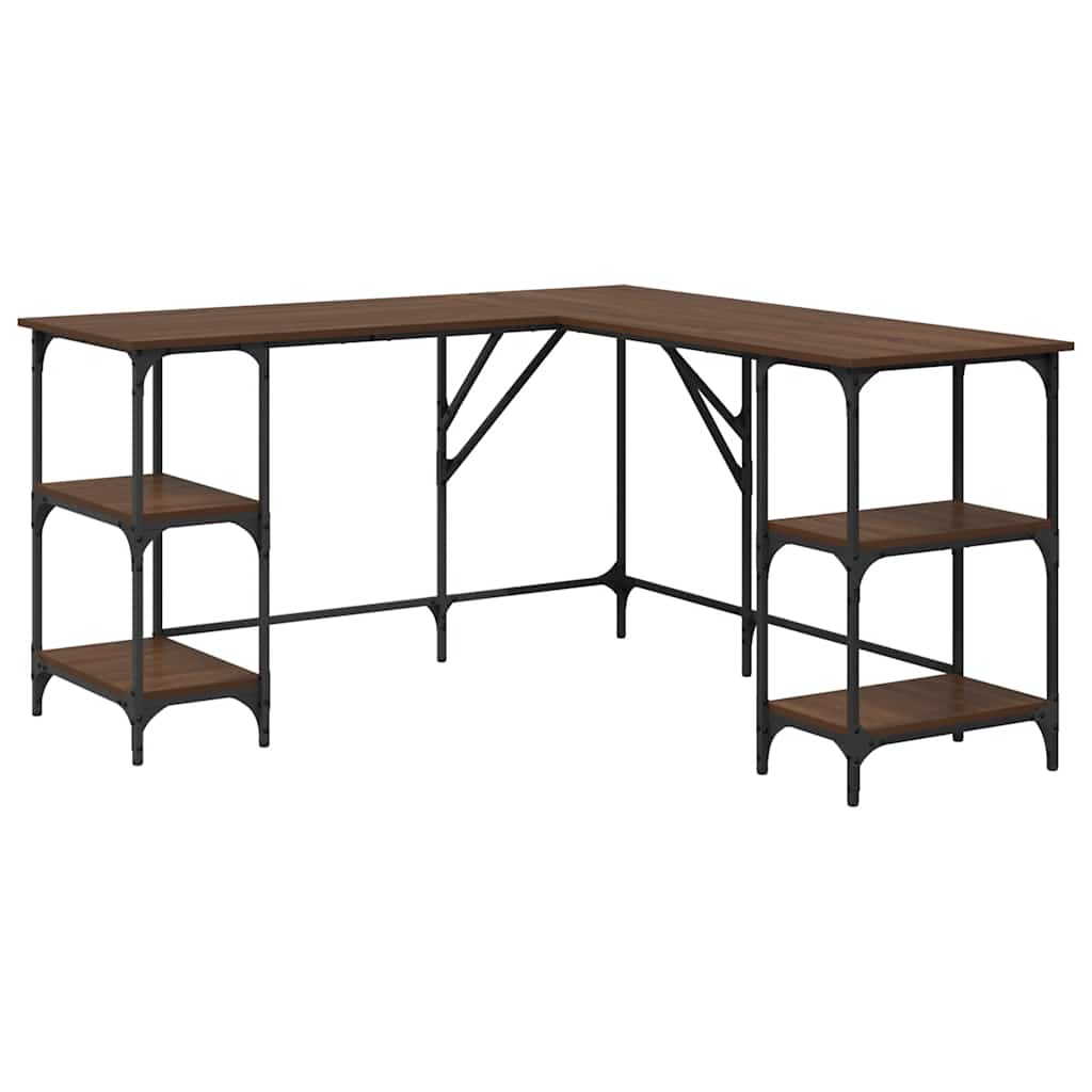 vidaXL escritorio madera de ingeniería roble marrón 139x139x75 cm