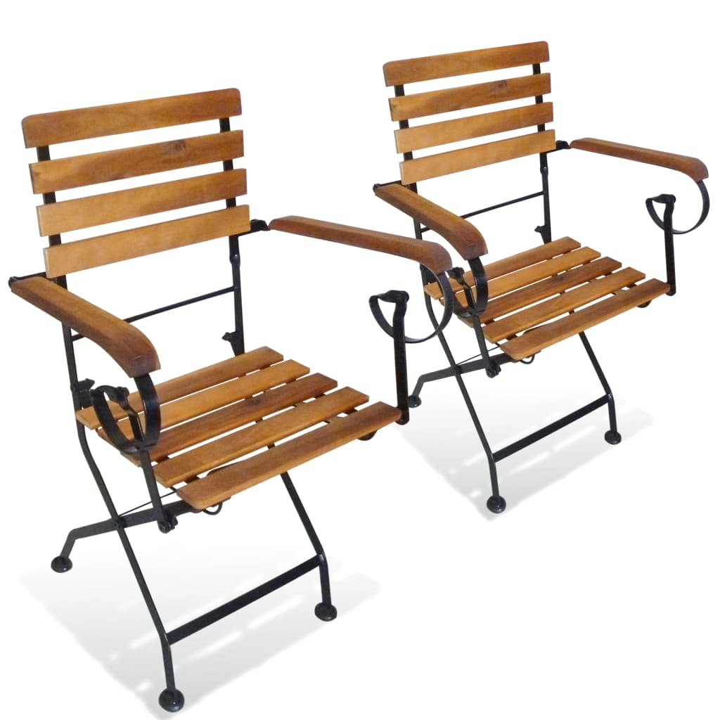 vidaXL sillas plegables de jardín 2 uds acero y madera acacia maciza