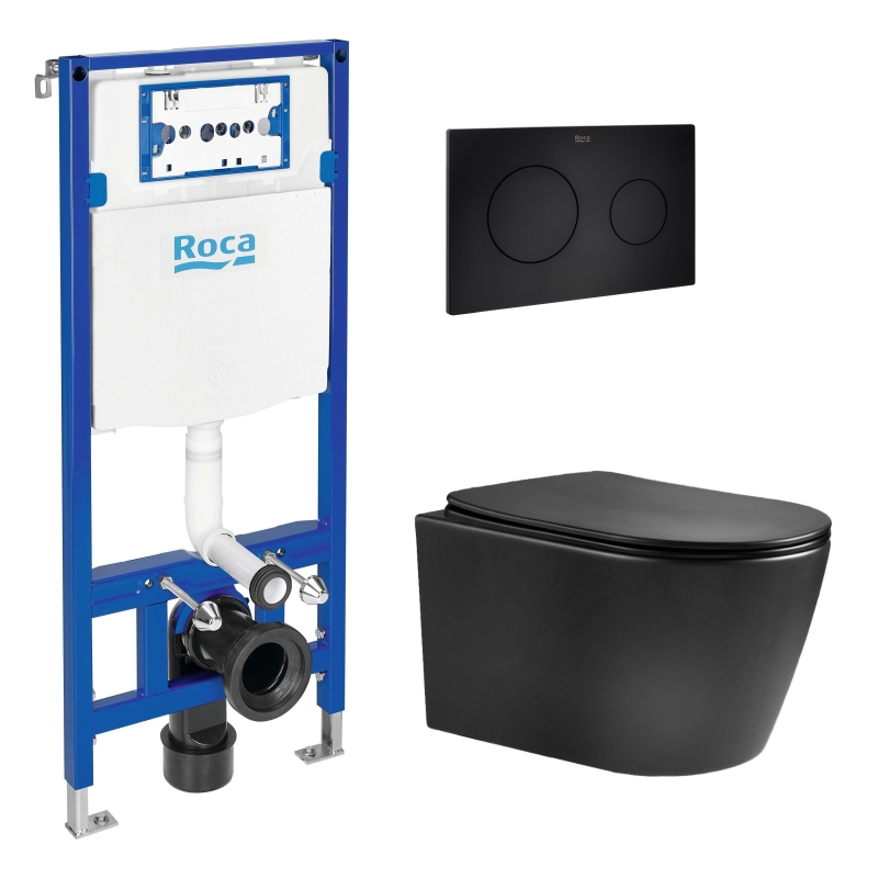 Roca duplo + pl10 negro mate + wc aqua nebula negro