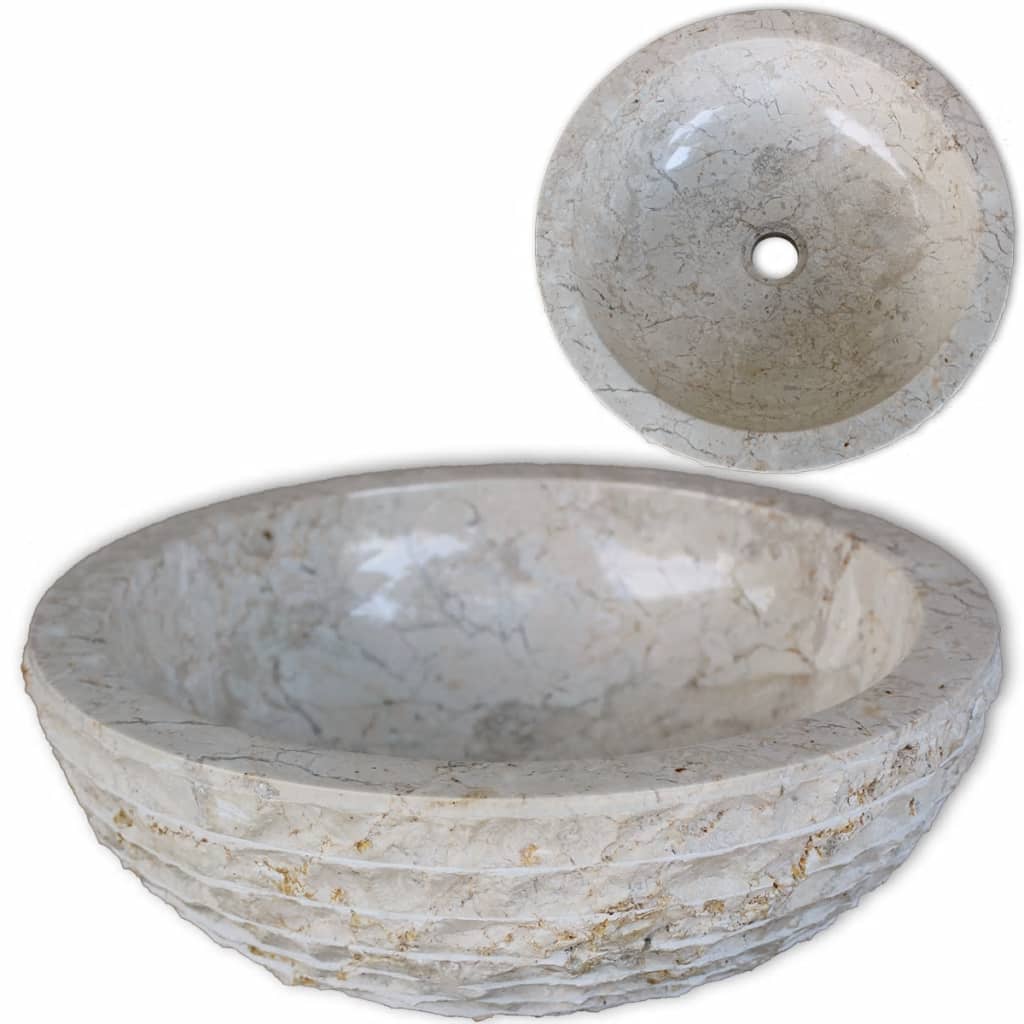 Lavabo de mármol 40 cm color crema