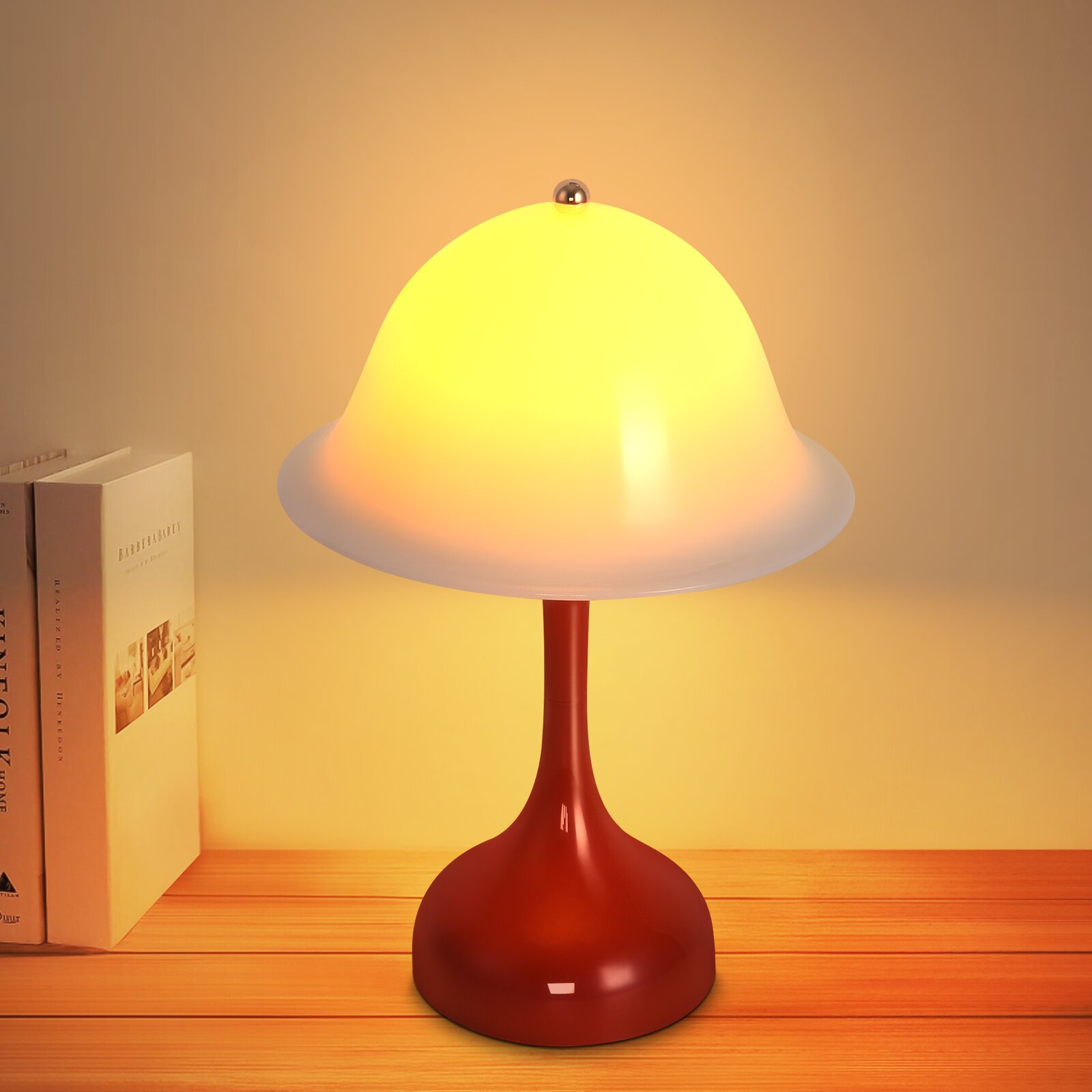 Nettlife lámpara mesa inalámbrica roja luz noche táctil recargable usb seta