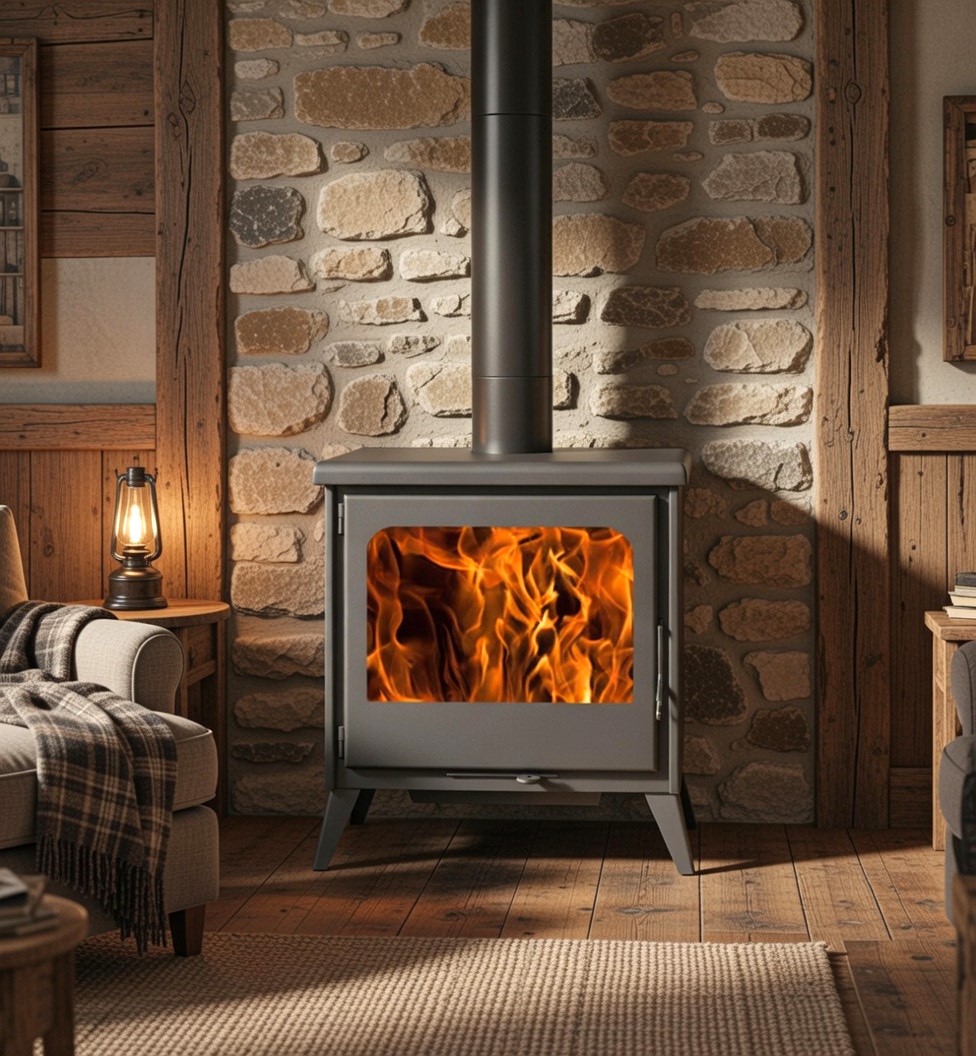 Estufa de leña VENETO 8 kw / Alto rendimiento 82% / Eco design
