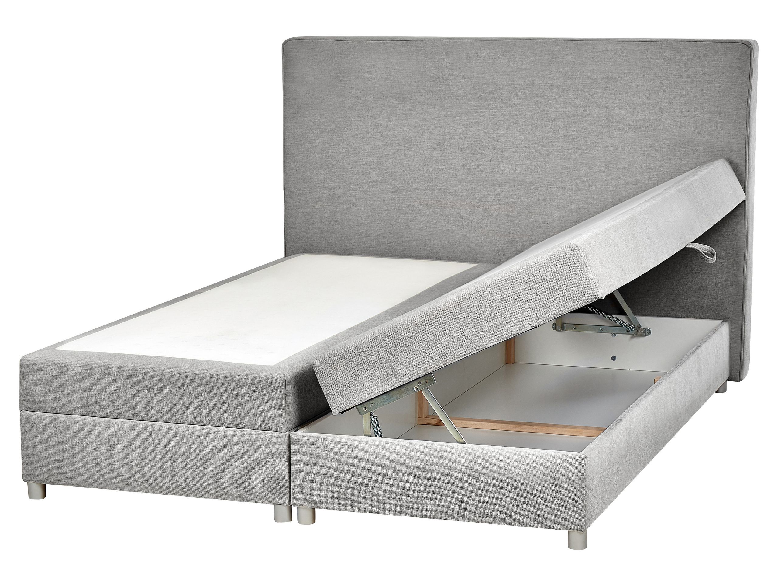 Cama continental con almacenaje minister tela gris claro 160 x 200 cm