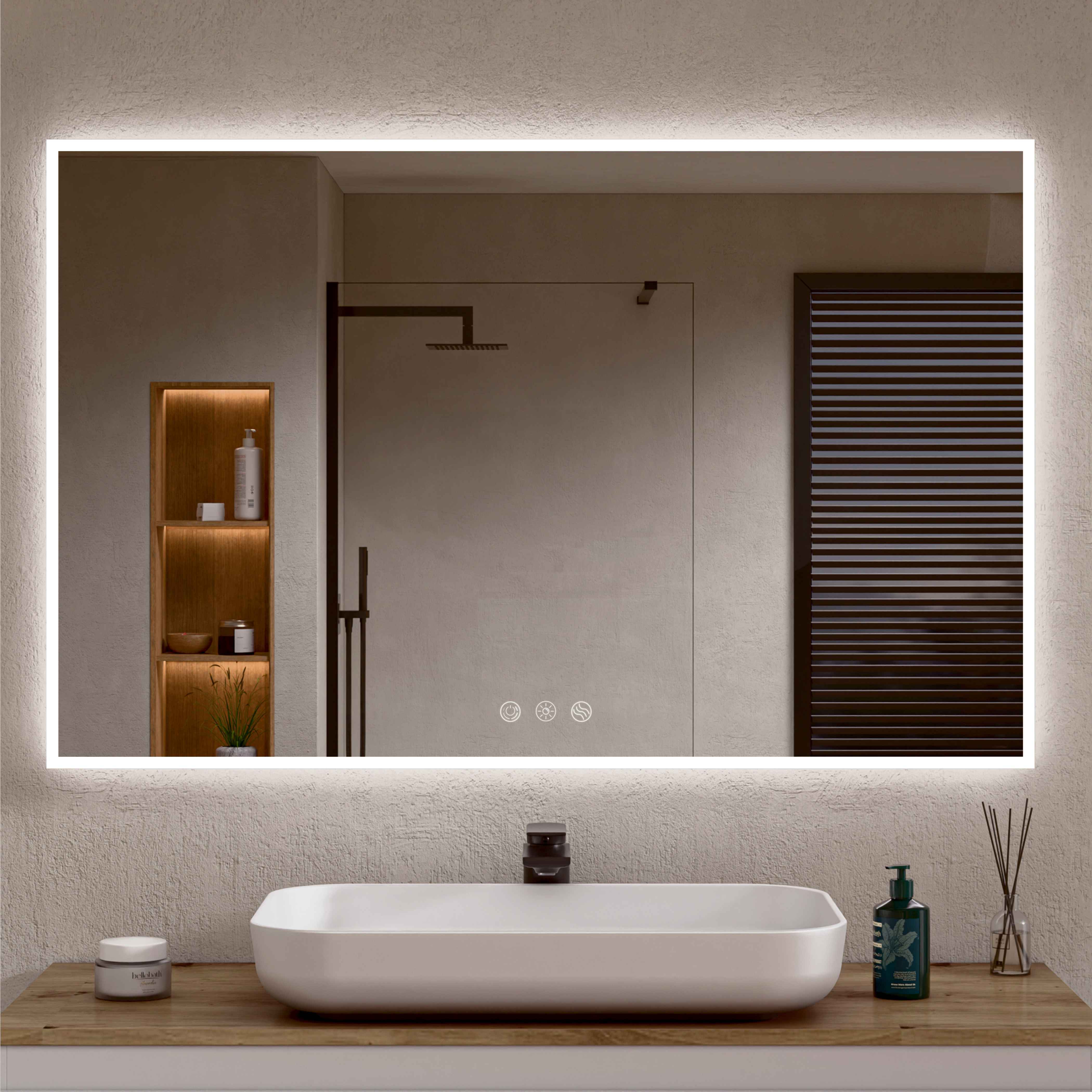 Espejo baño LED regulable antivaho blanco 80 x 100 cm (al x an) bellobath