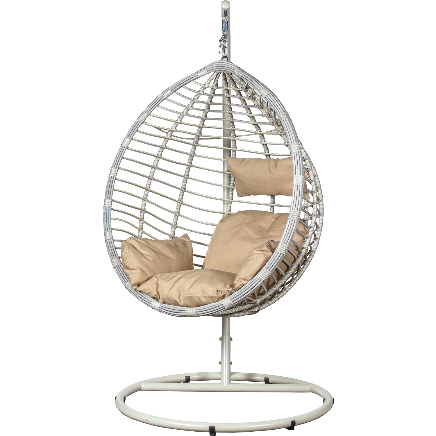 Silla coLGante ratan artificial, metal blanca