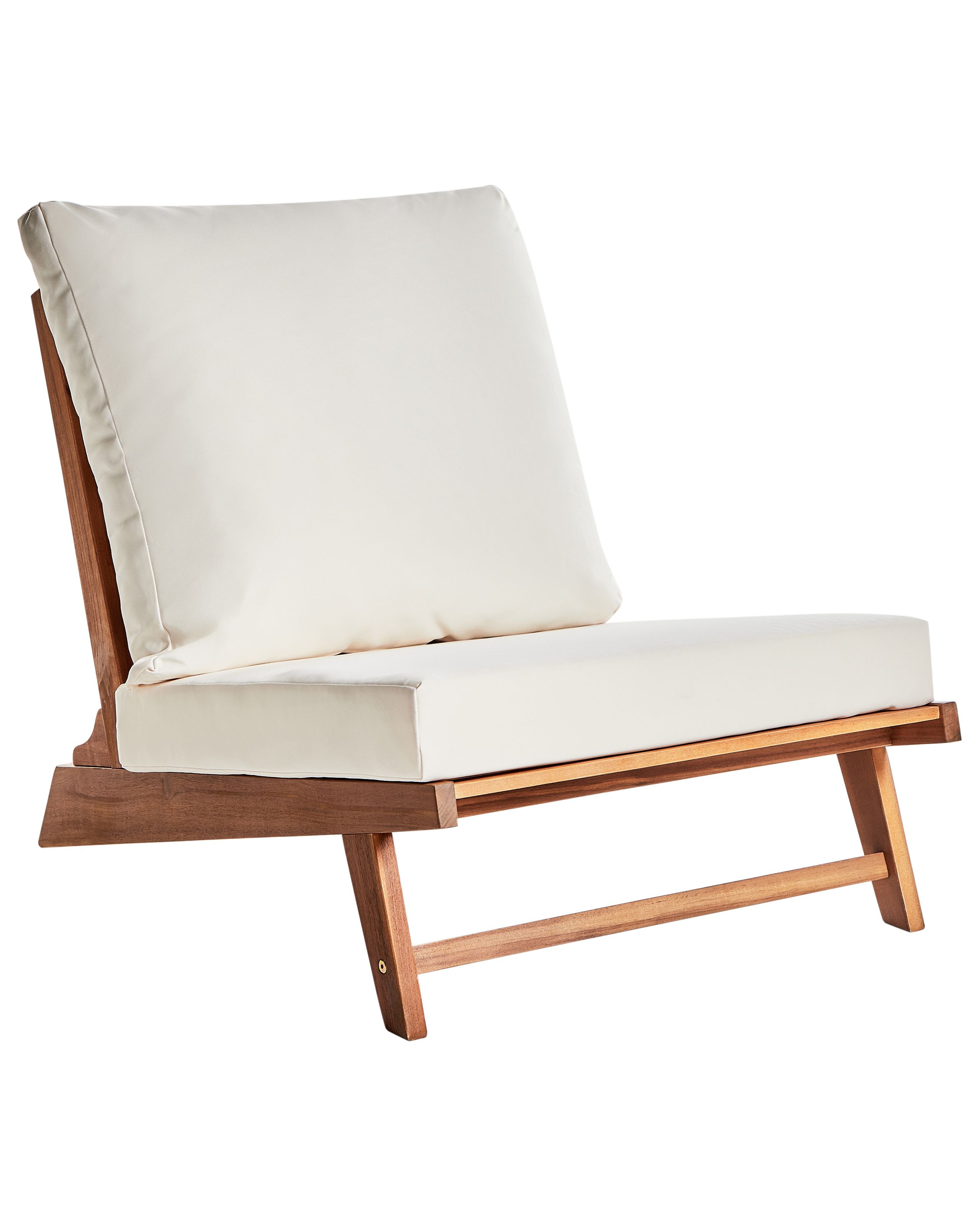 Silla de jardín con cojín micciano madera de acacia blanco crema