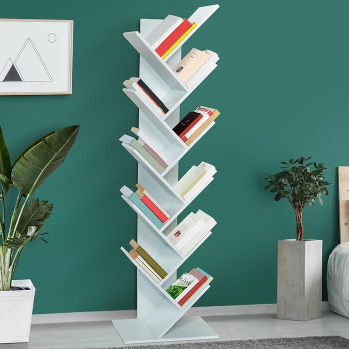 Librería tipo árbol - blanco - 10 niveles - 169 cm