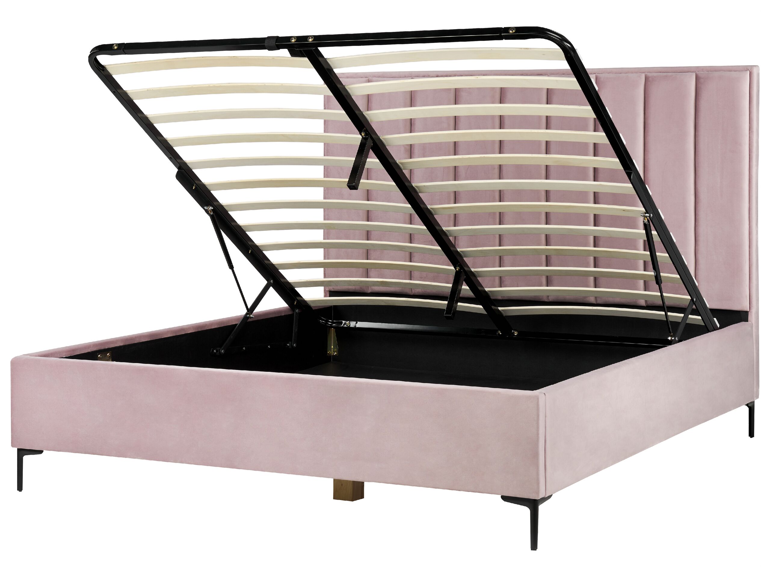 Cama con almacenaje sezanne terciopelo rosa 180 x 200 cm