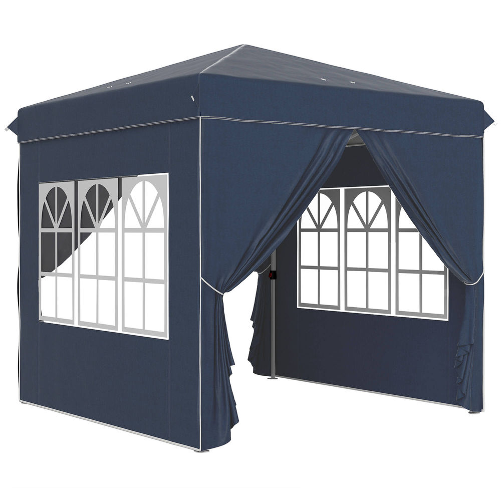 Carpa plegable 248x248x270 cm metal, tela oxford color azul Outsunny