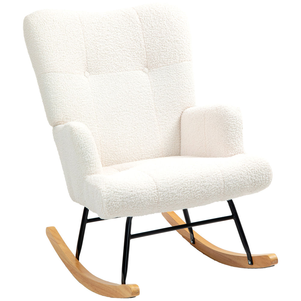 Silla mecedora 65x88x87 cm borreguito color beige Homcom