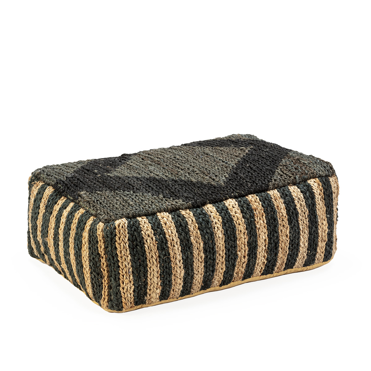 Puff 91x60x30 alfombra shumak negro, natural