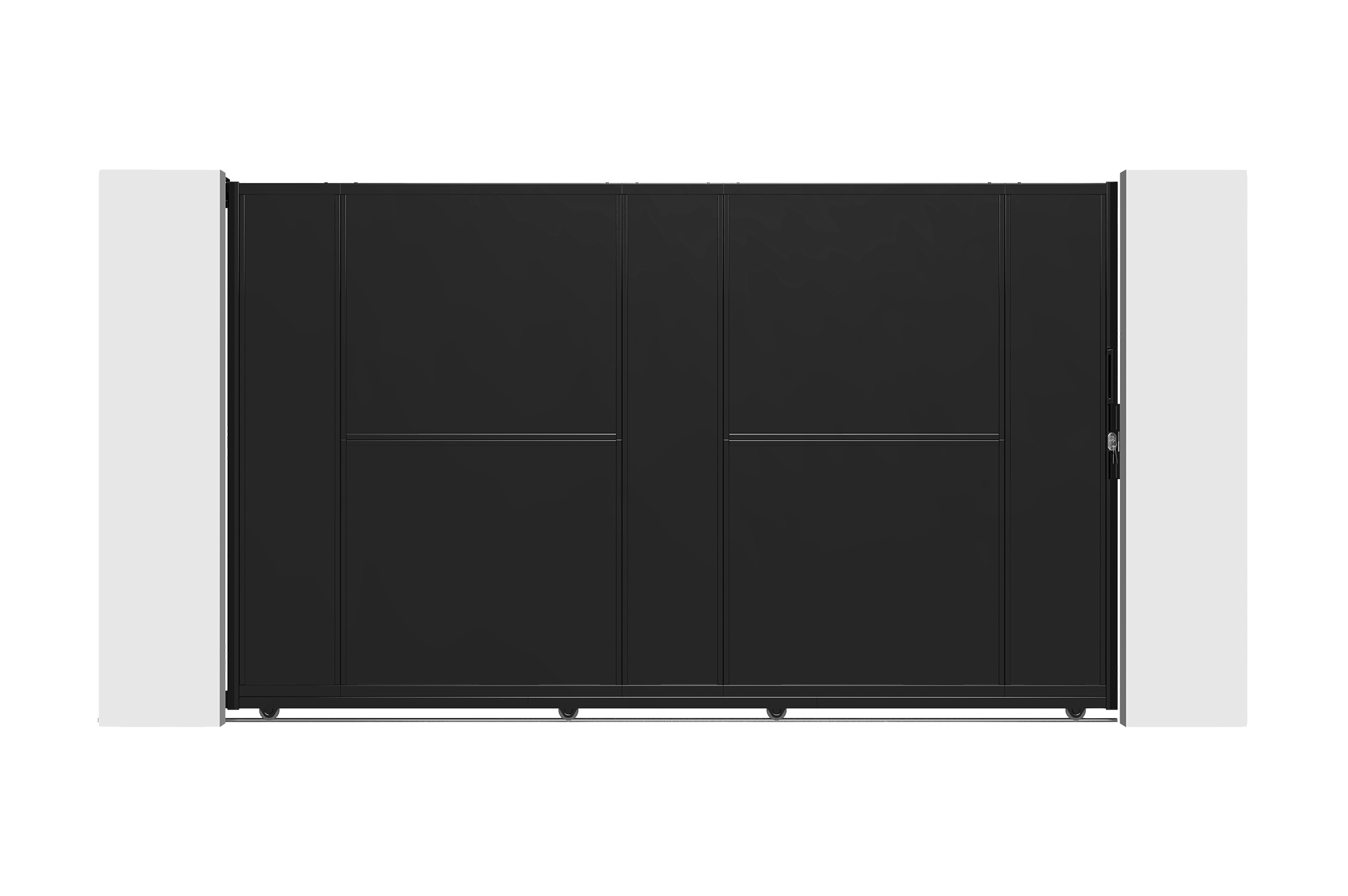 Puerta corredera acero nali 3 m h180 negro + puerta peatonal