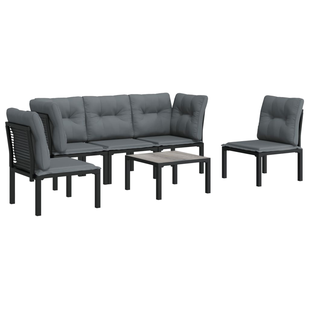 vidaXL juego de muebles de jardín 6 pzas ratán sintético negro y gris