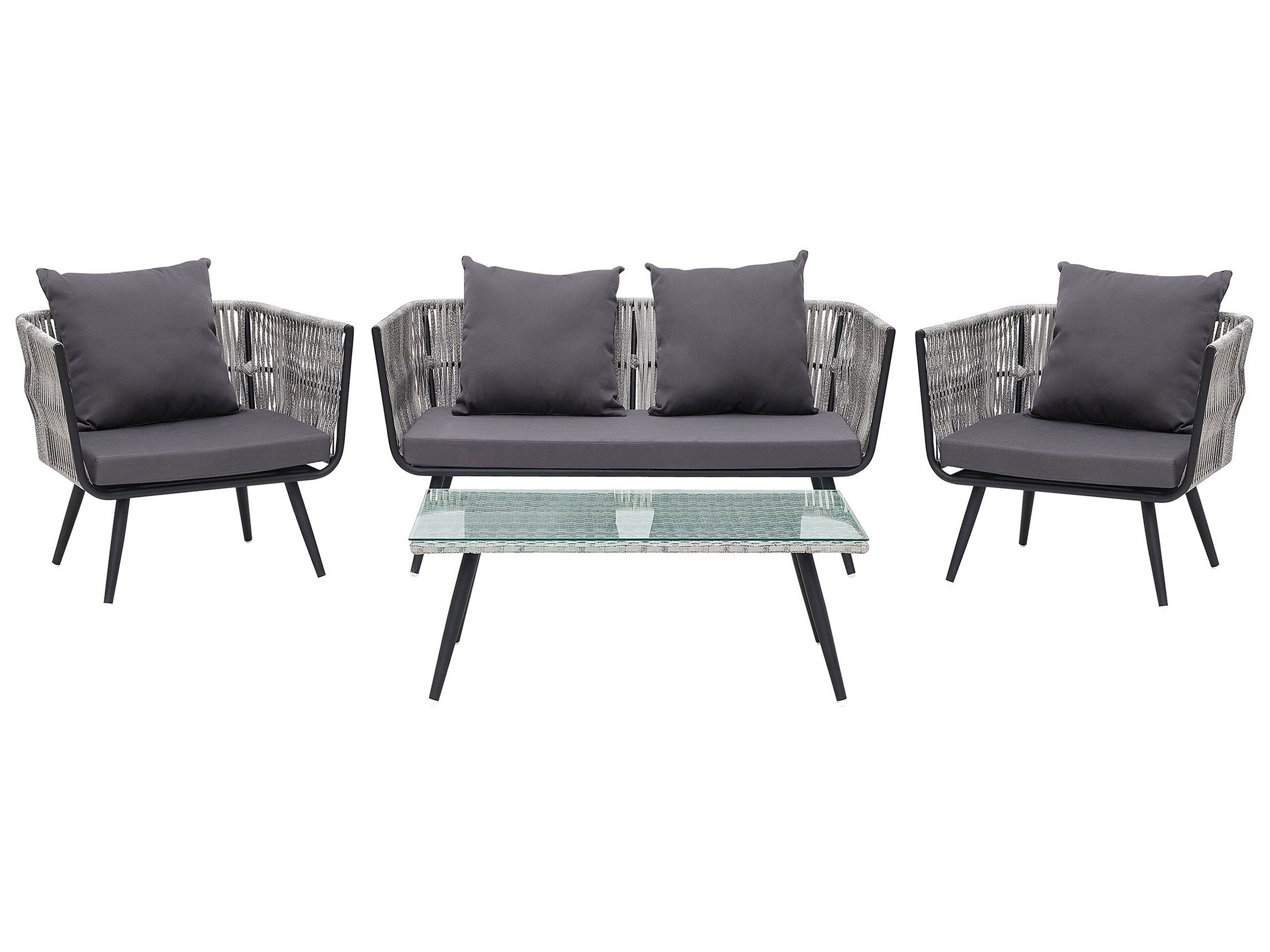 Conjunto de jardín con mesa 4 plazas ragusa ratán sintético gris