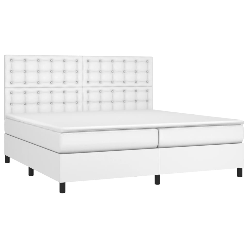 vidaXL cama box spring con colchón cuero sintético blanco 200x200 cm