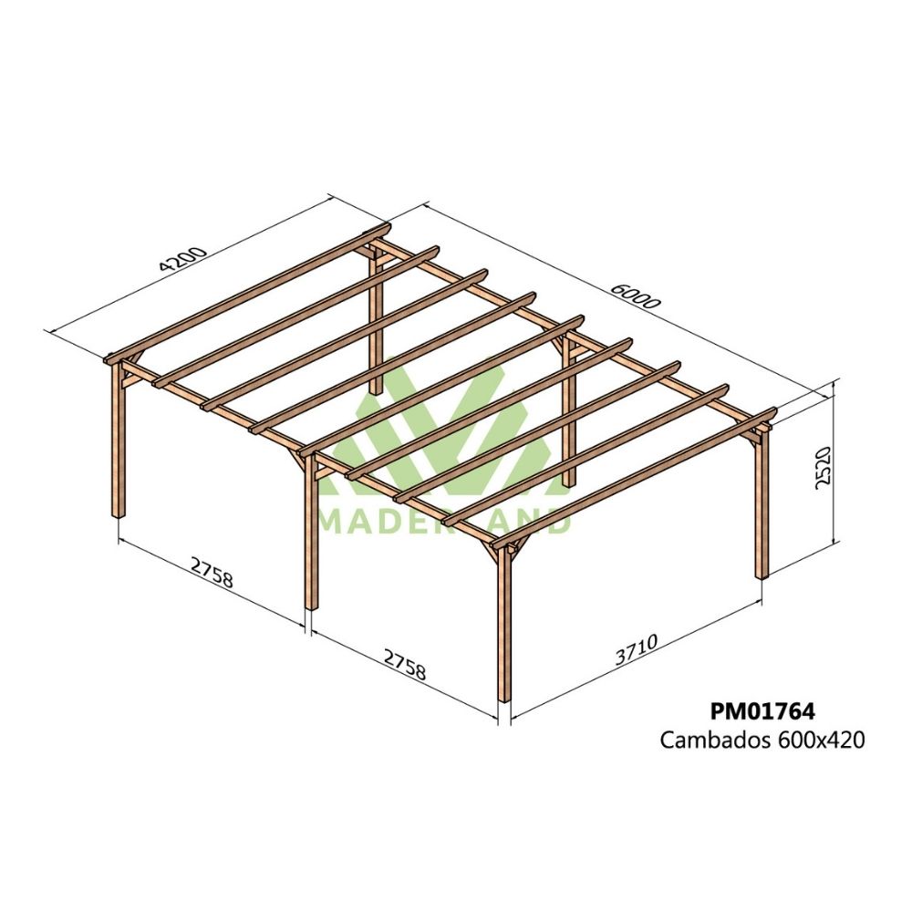 Pérgola de madera maciza - cambados 600x420cm (maderland)