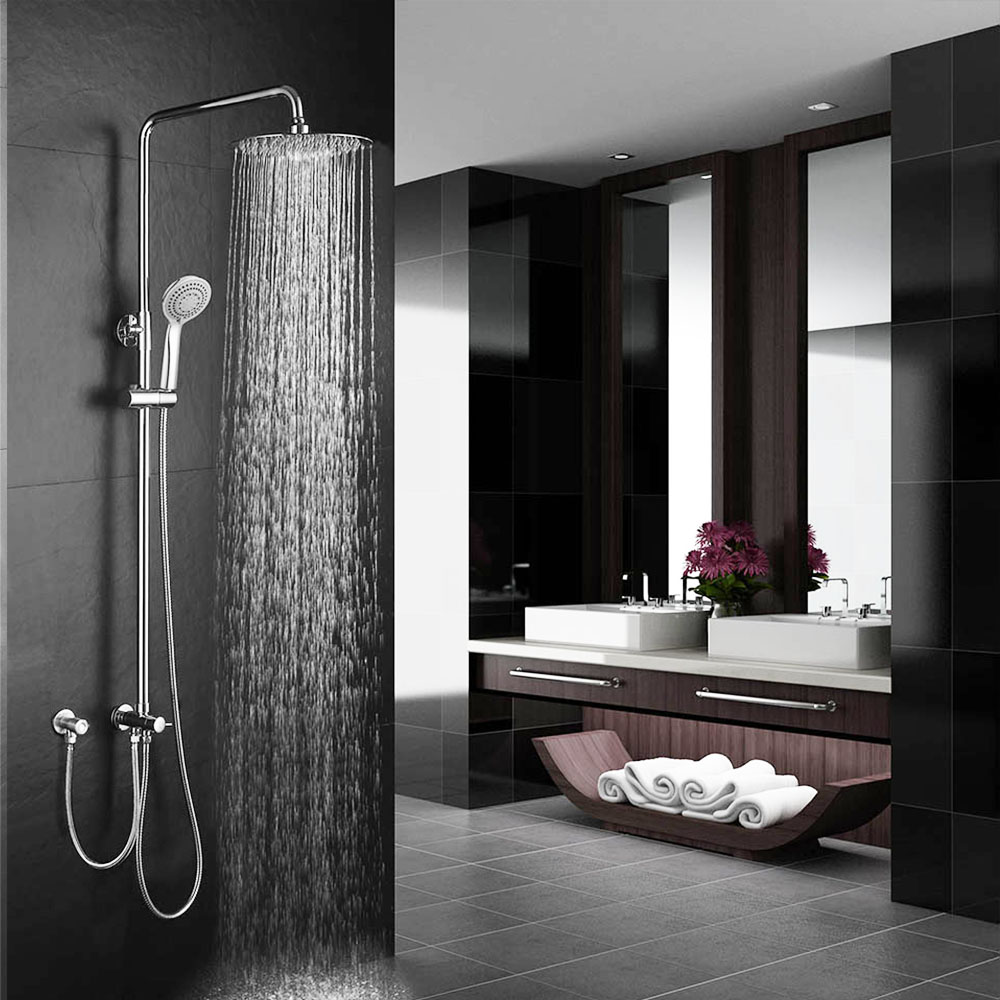 Kibath columna ducha extralarga sin grifería redonda de 100-150 cm cromo