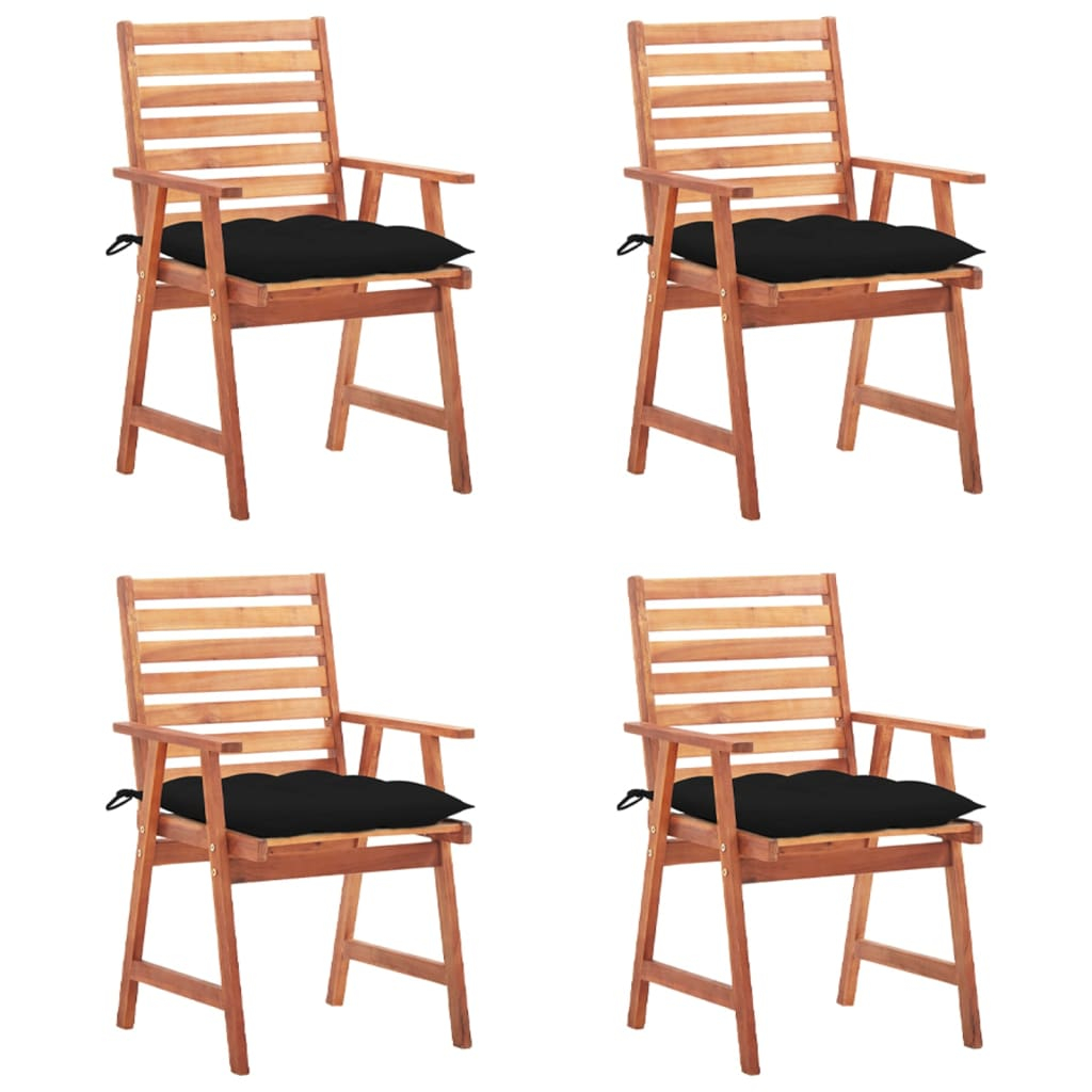 vidaXL sillas comedor de jardín y cojines 4 uds madera maciza acacia