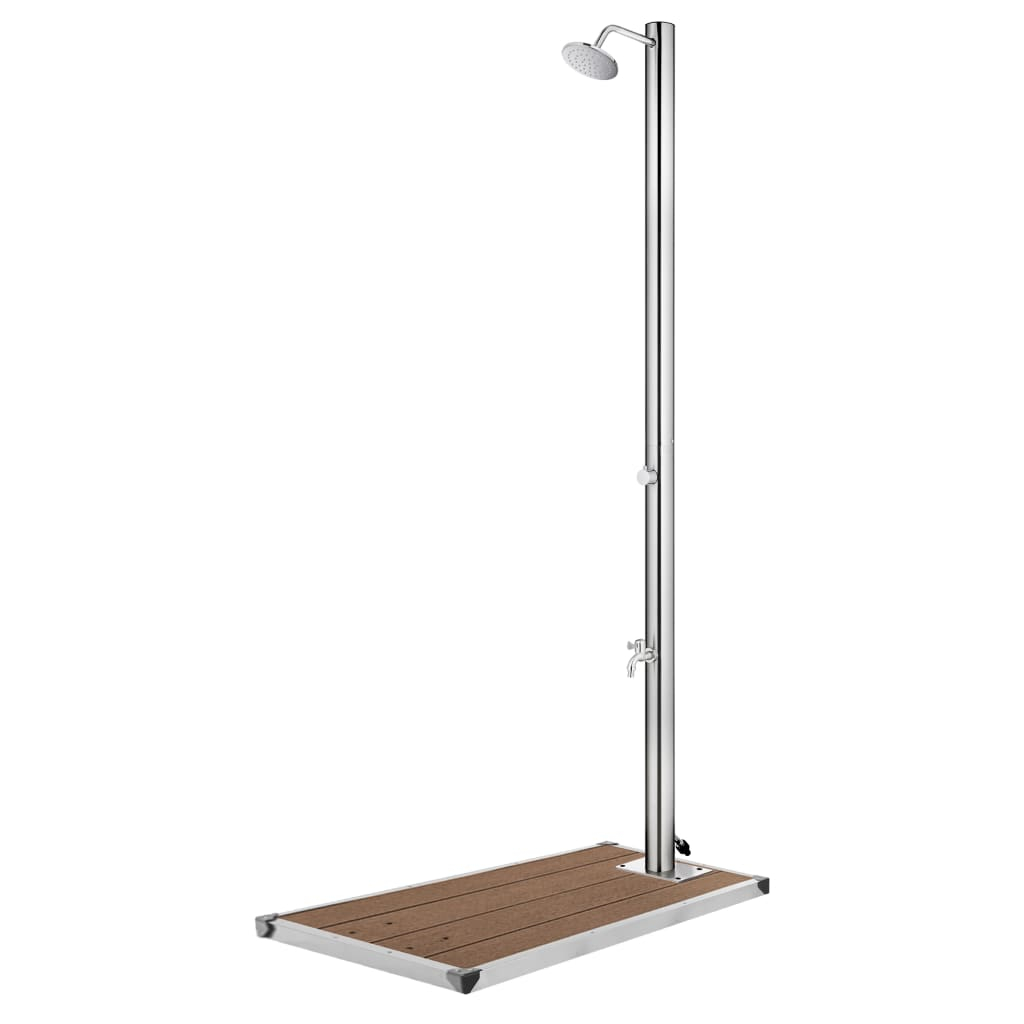 vidaXL ducha de jardín con base marrón 220 cm acero inoxidable
