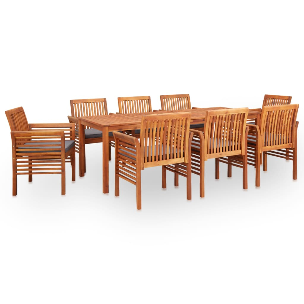 vidaXL set comedor de jardín 9 pzas y cojines madera maciza de acacia