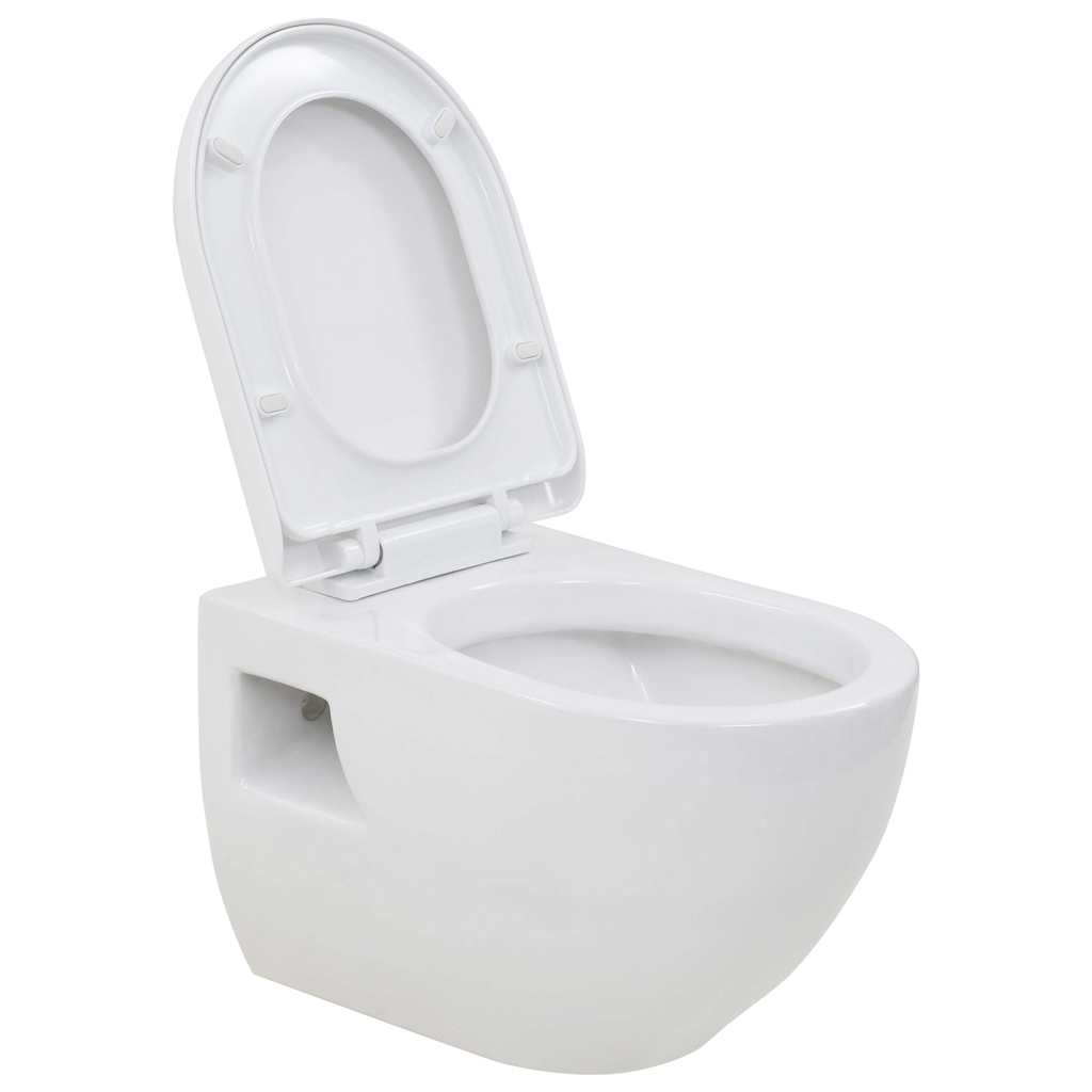 vidaXL inodoro de montaje en pared de cerámica blanco