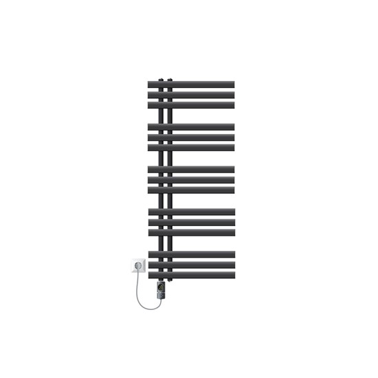 Radiador toallero eléctrico antracita 500 x 1200 mm con elemento 900w