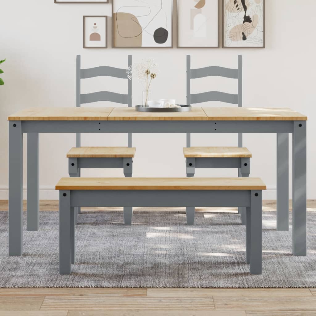 Mesa de comedor panama madera maciza de pino gris 160x80x75 cm oif666127