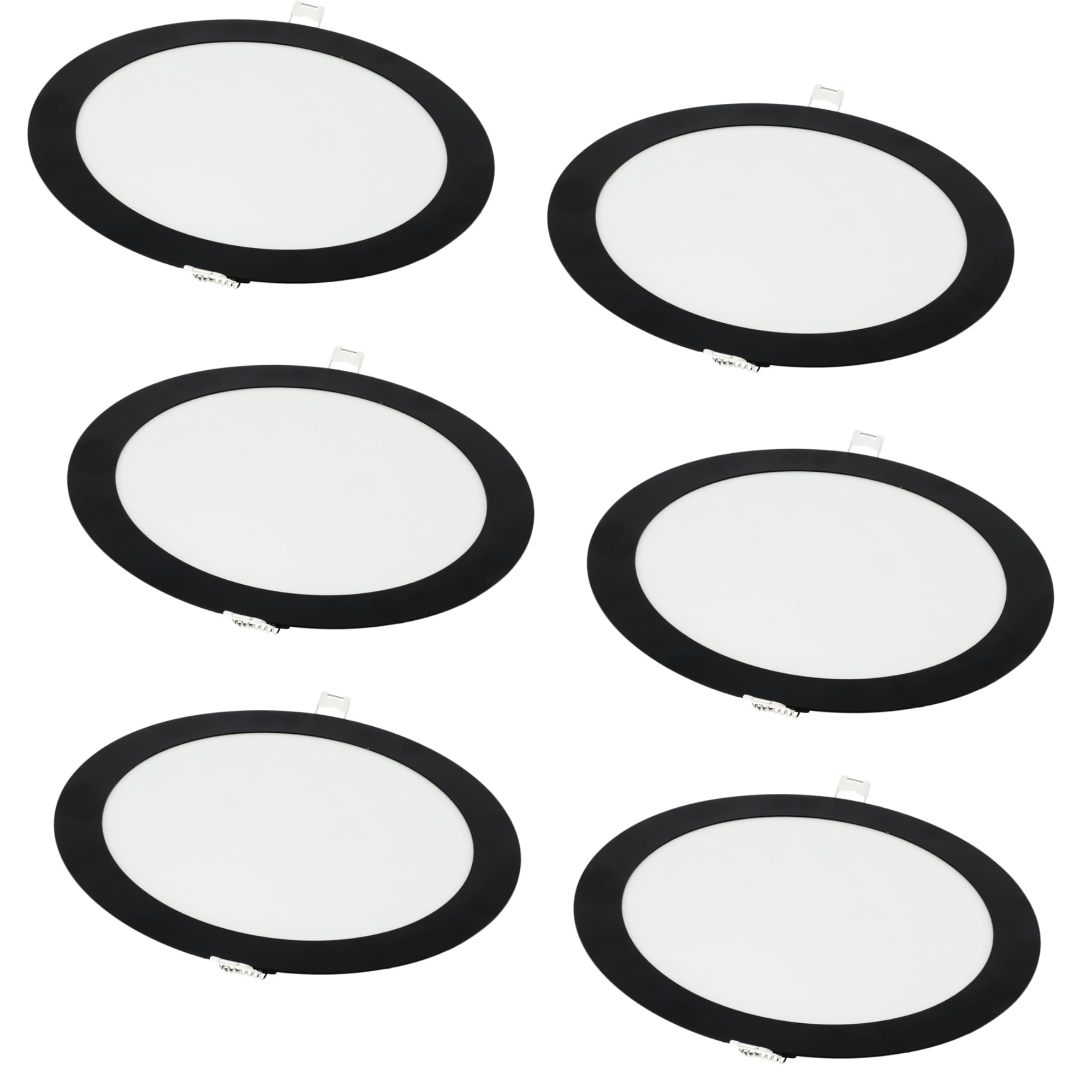 Pack x6 downlight LED 18w blanco neutro 4200k redondo empotrar marco negro