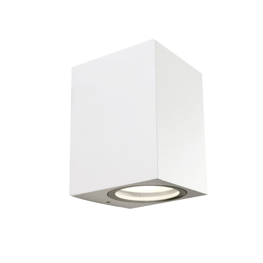 Aplique de pared exterior classic rectangular blanco 1xgu10 ip44 wonderlamp