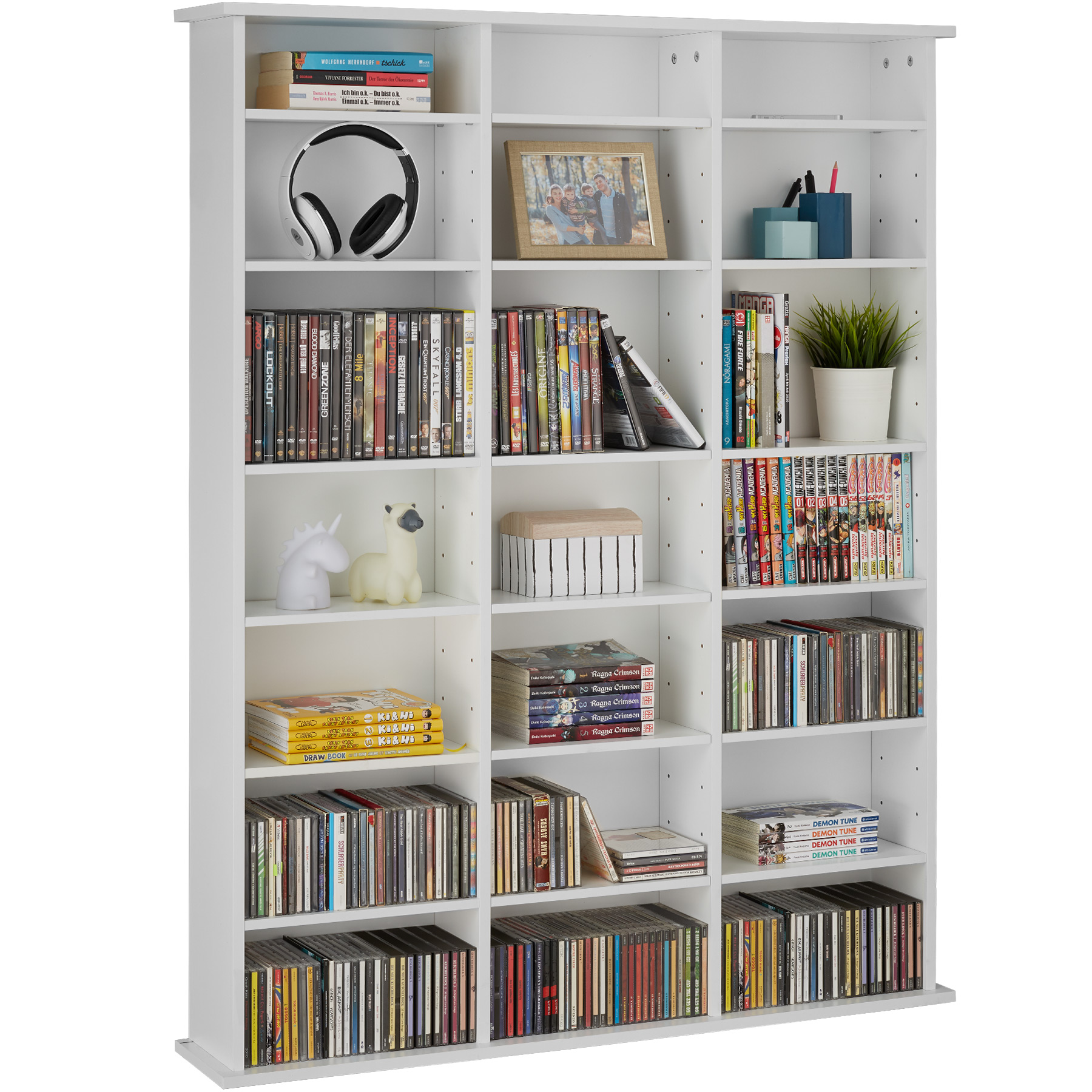 Estantería para cd y estantes regulables 105,5x19x136,5cm blanco mate