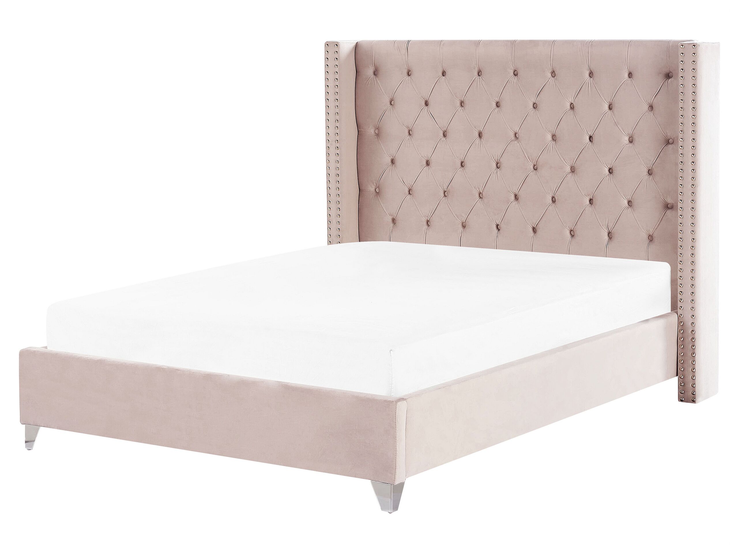 Cama terciopelo lubbon 160 x 200 cm rosa pastel