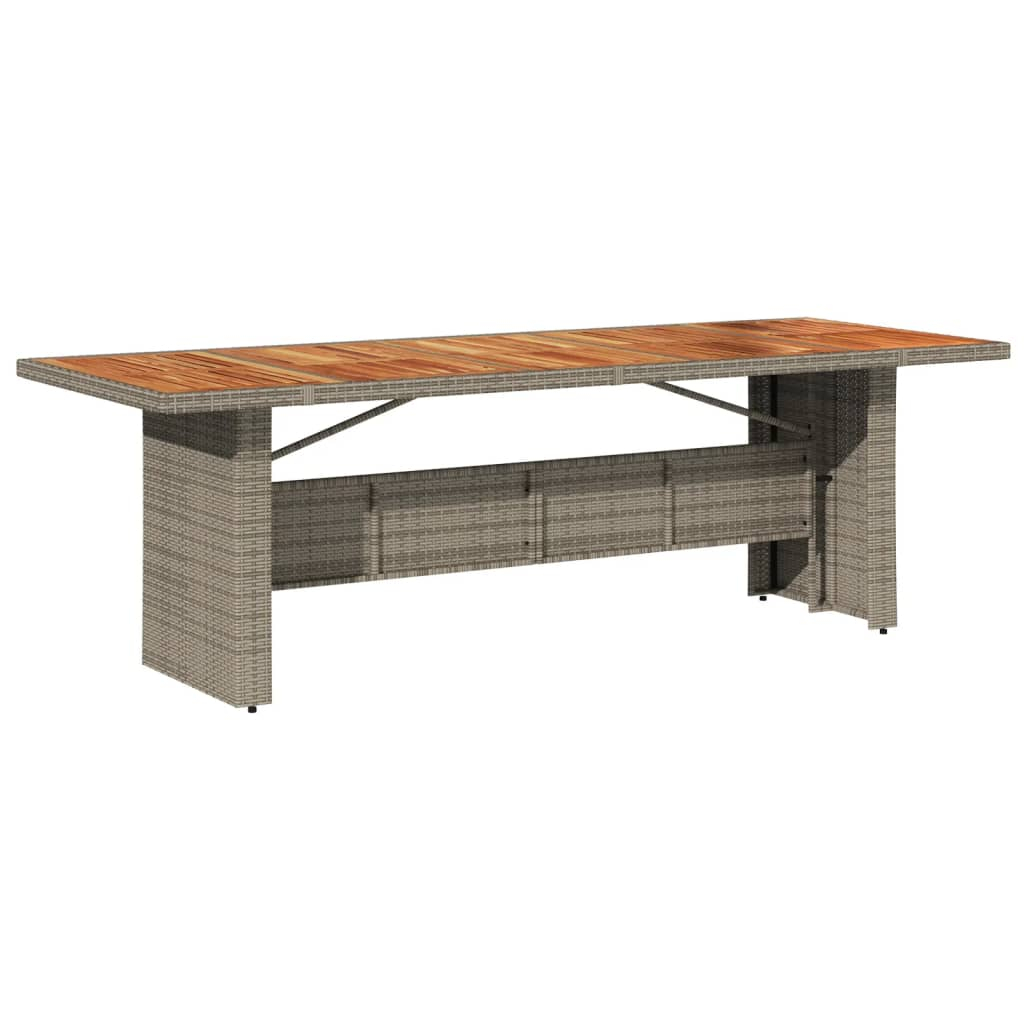 vidaXL mesa de jardín superficie madera acacia ratán gris 240x90x75 cm