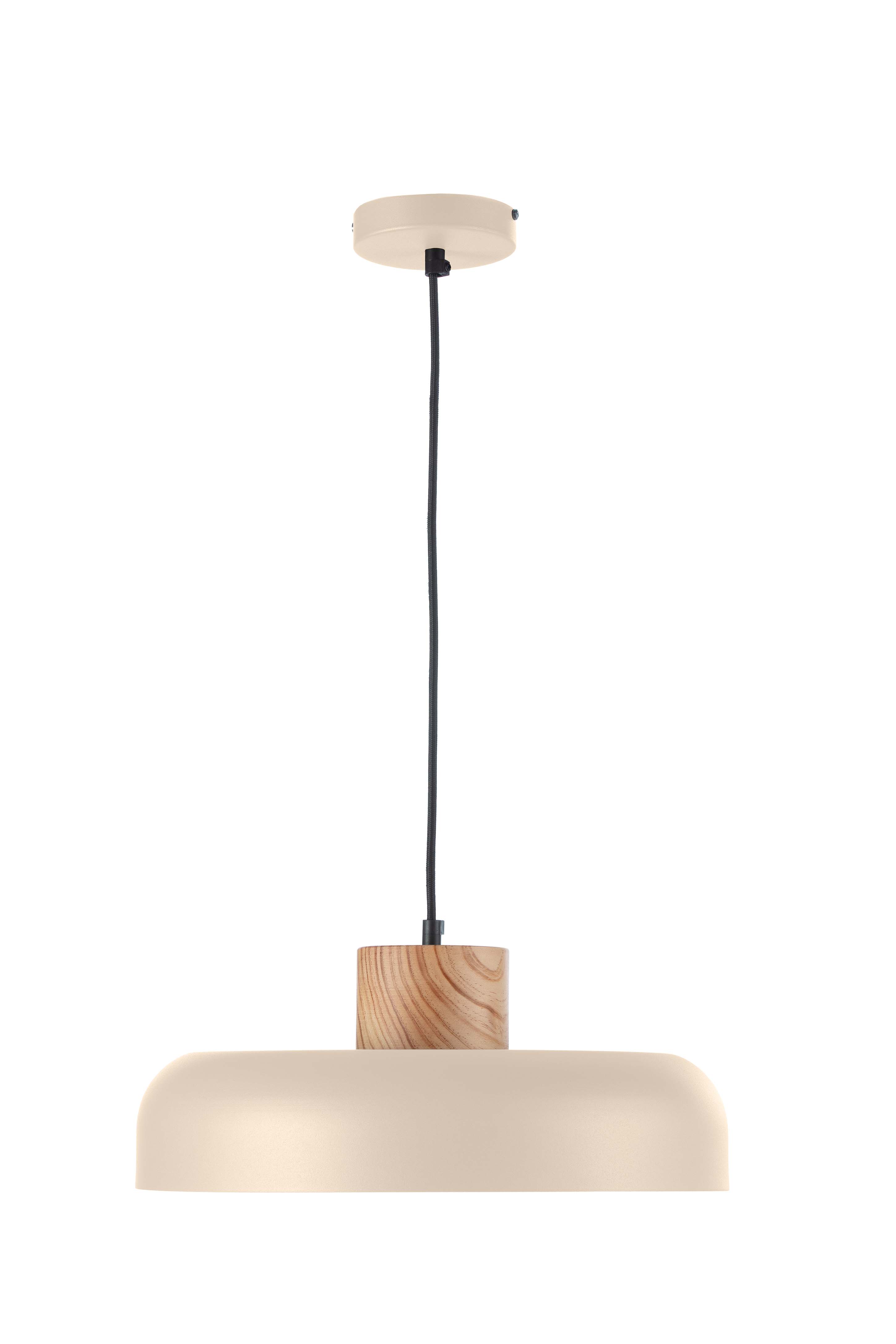Lámpara techo aluminio crema embellecedor madera