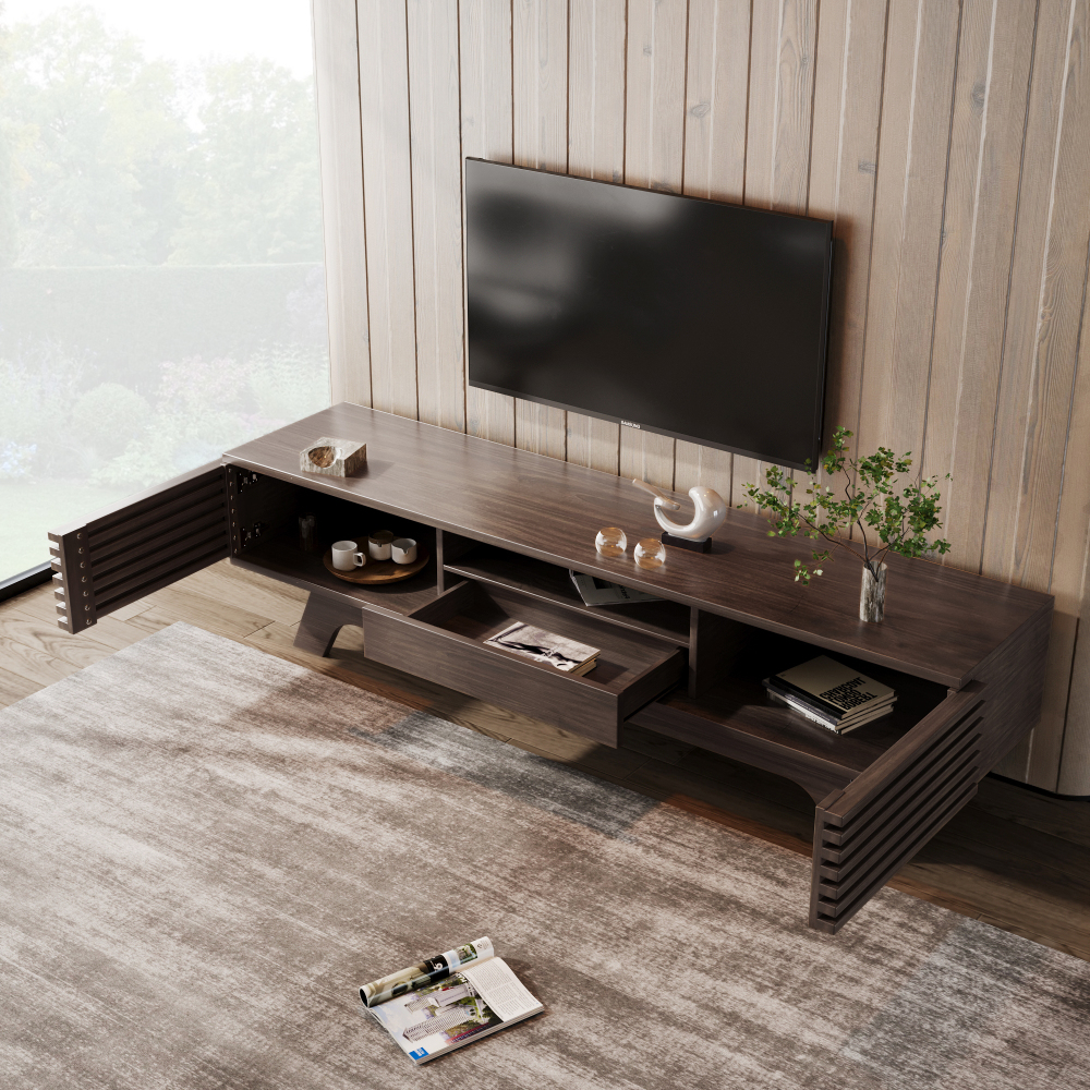 Mueble de tv con 2 puertas y 1 cajón color natural 44x150x35cm
