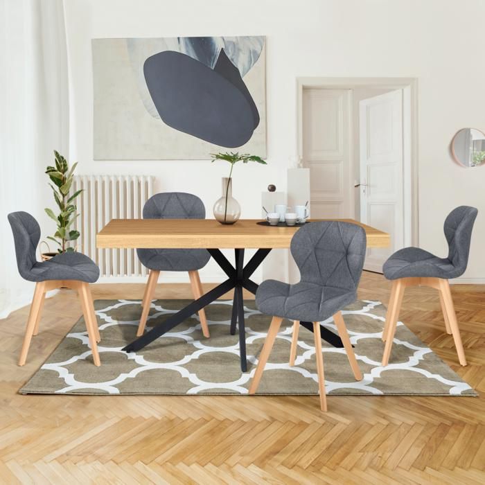 Sillas de diseño de tela gris oscuro - lote de 4 - 50 cm
