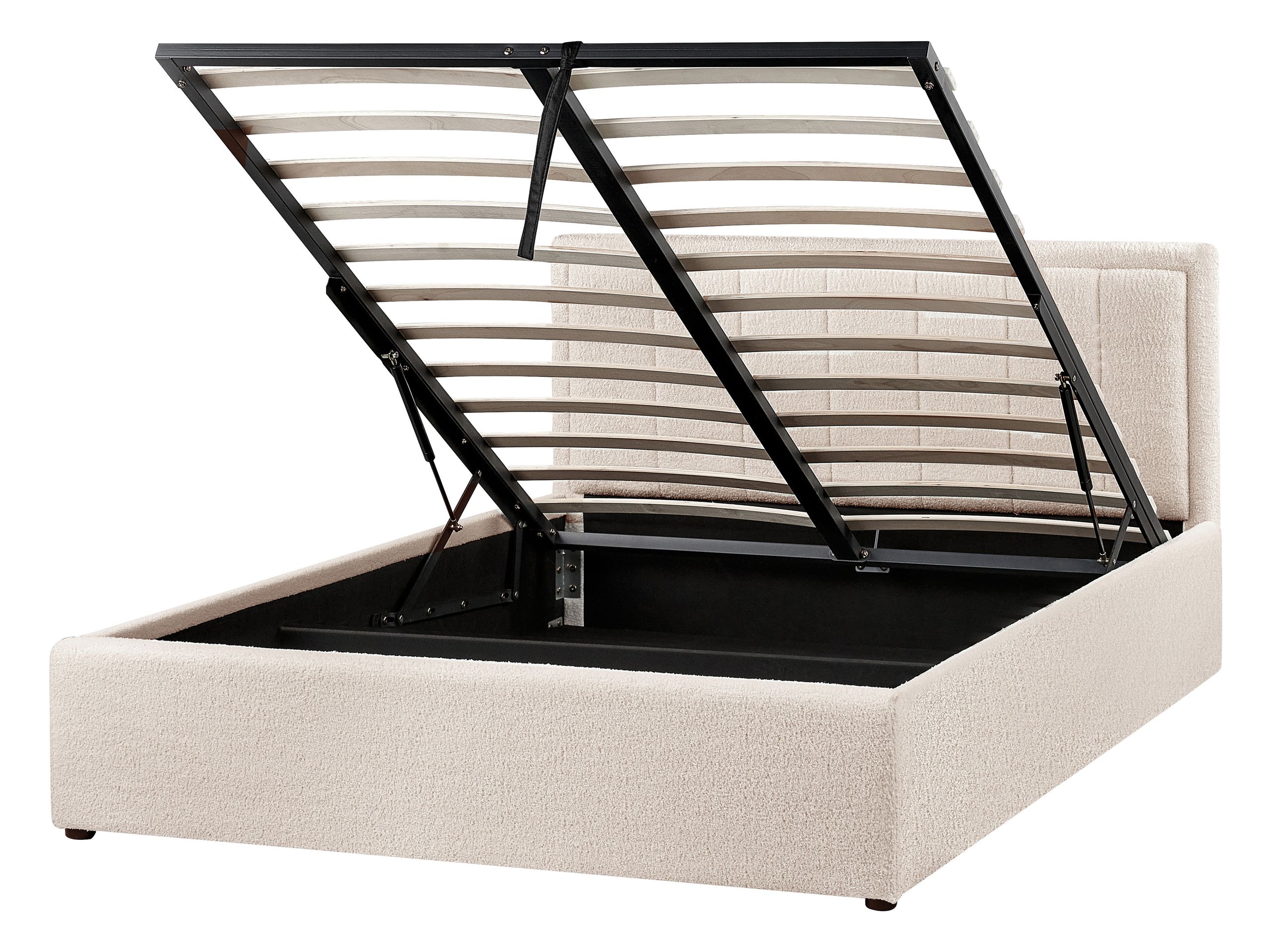 Cama con almacenaje montlaur bouclé beige 140 x 200 cm