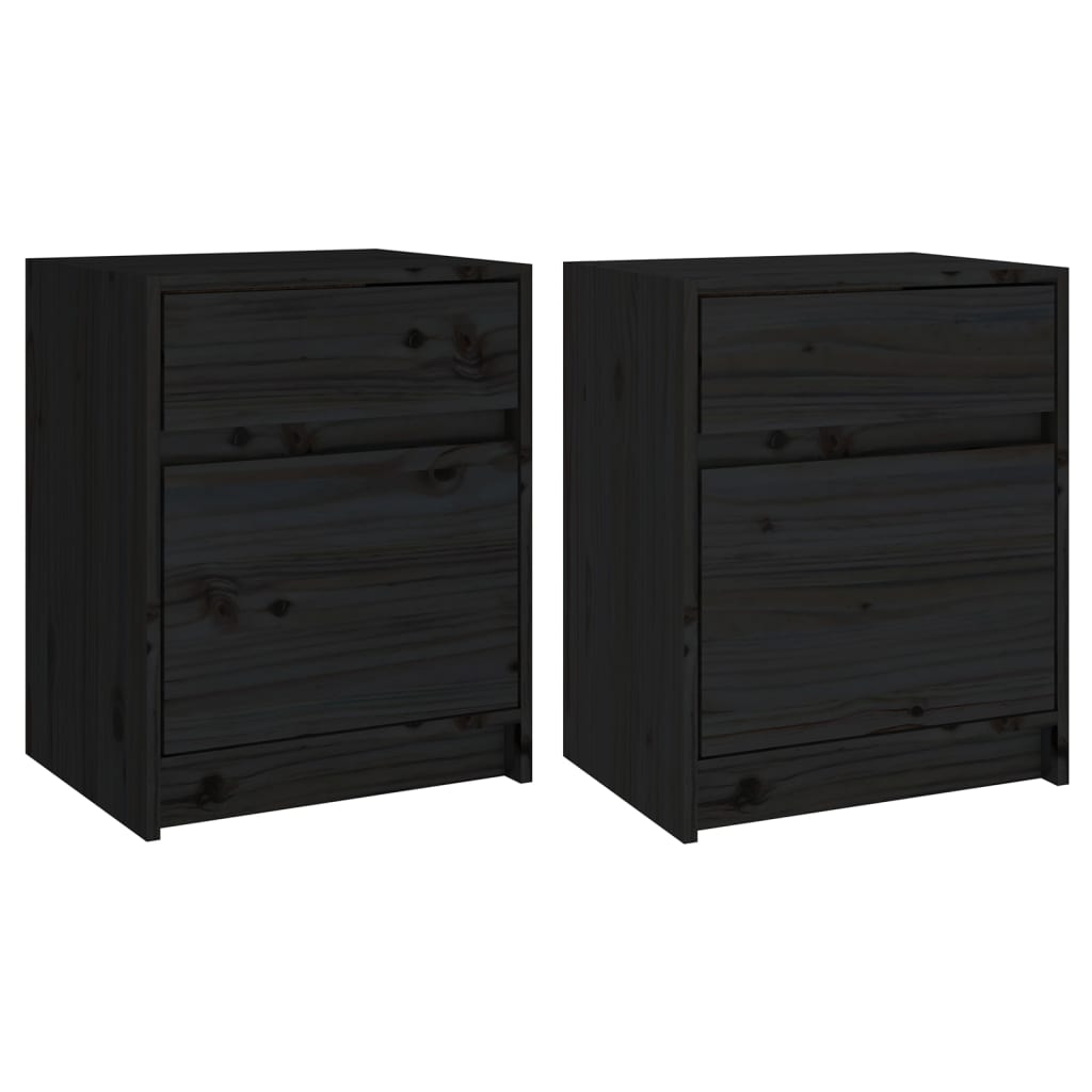 Casa lúmina - set de 2 mesita de noche negro madeira 40 x 31 x 50 cm