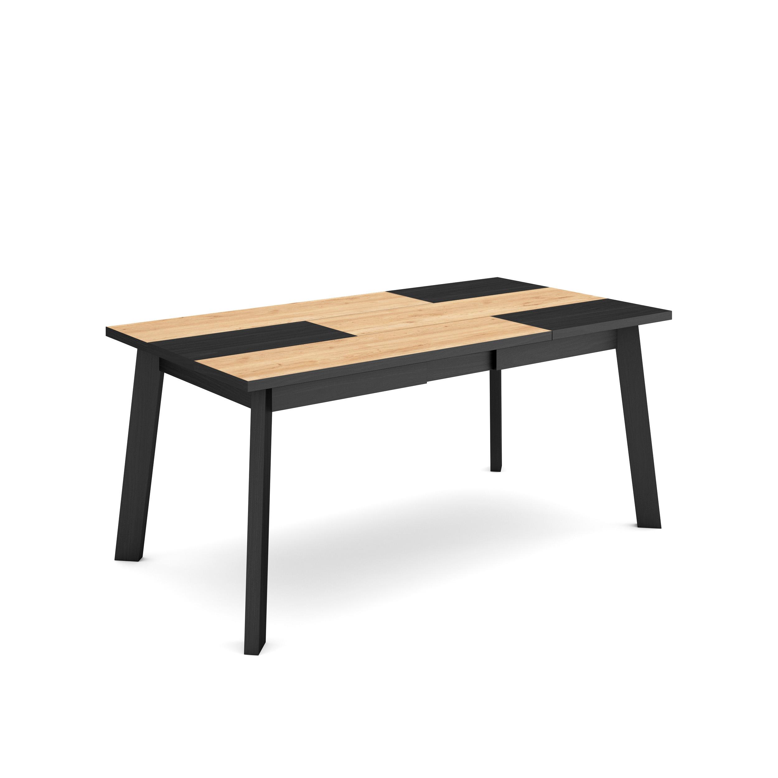 Mesa comedor, 167x90x75cm, roble y negro, patas de madera rf2882