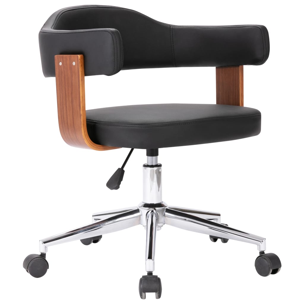 Silla giratoria de oficina/estudio de madera curvada y piel