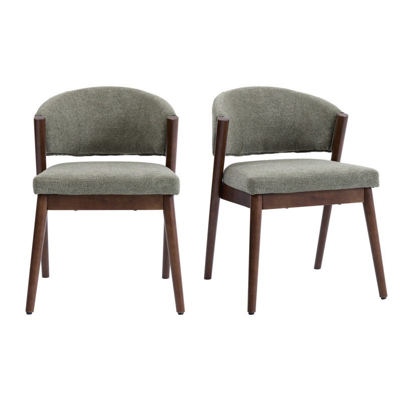 Alba-silla de madera nogal y tela salvia de moda (x2)