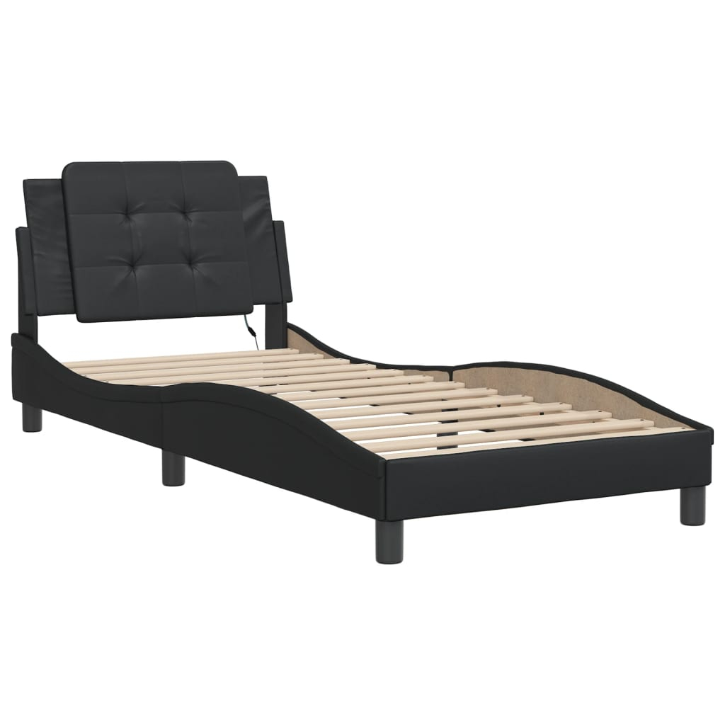 vidaXL estructura de cama con LED sin colchón zadar negro 90x200 cm
