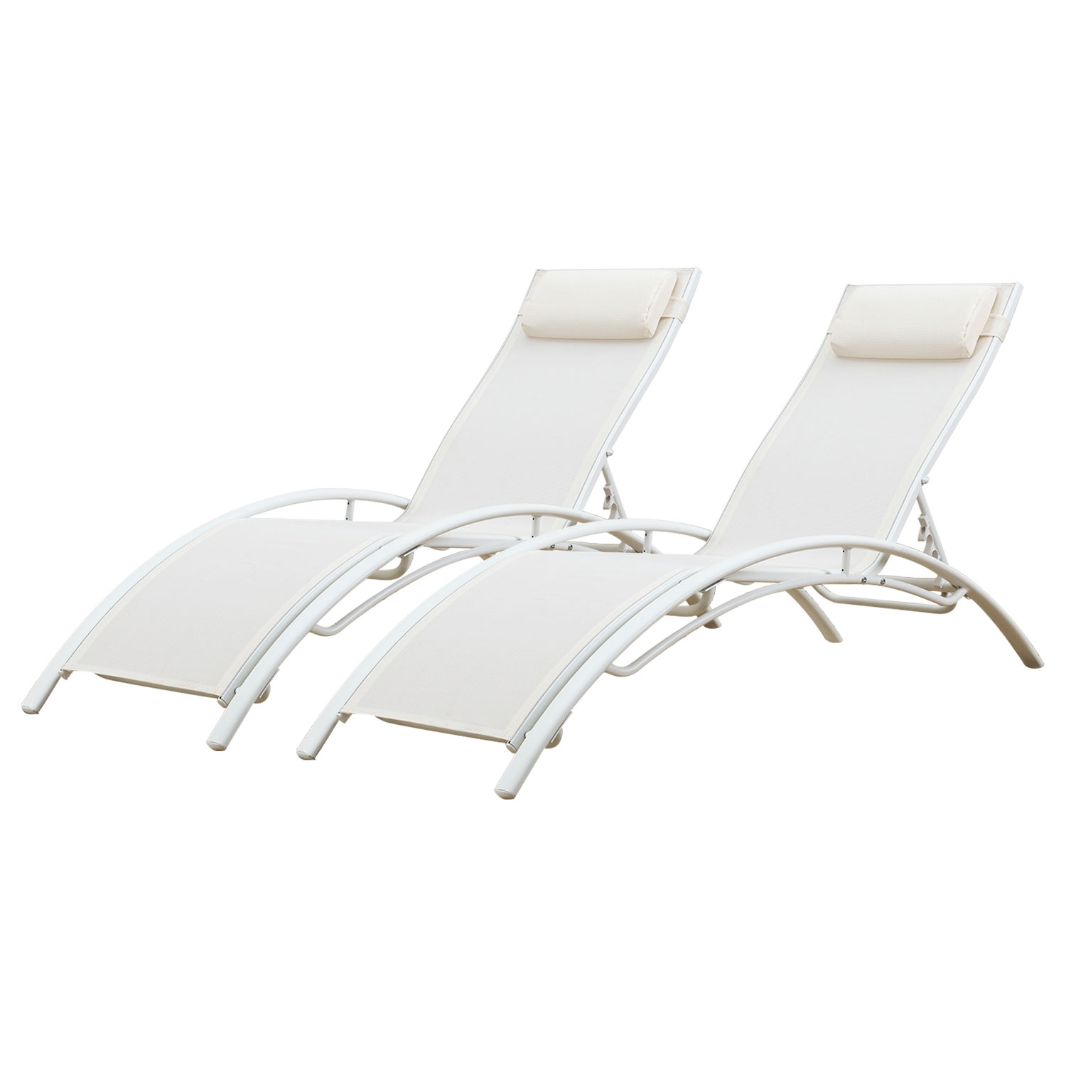 Pack de 2 tumbonas galapagos en textileno blanco aluminio blanco