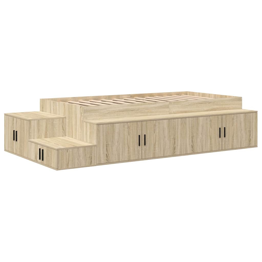 vidaXL cama con almacenamiento roble sonoma 244 x 127 x 53.5 cm