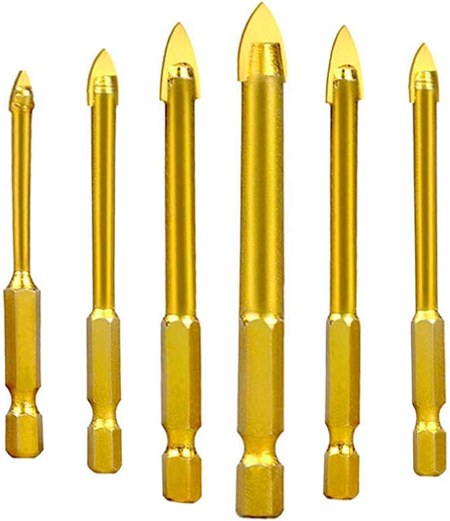 Pack 6 brocas carburo tungsteno 3-10mm vidrio cerámica azulejos hexagonal
