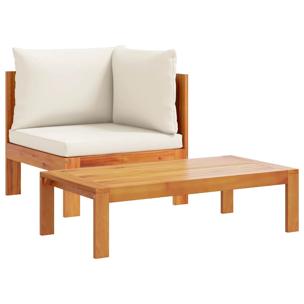 vidaXL sofás de jardín 2 pzas con cojines madera maciza acacia