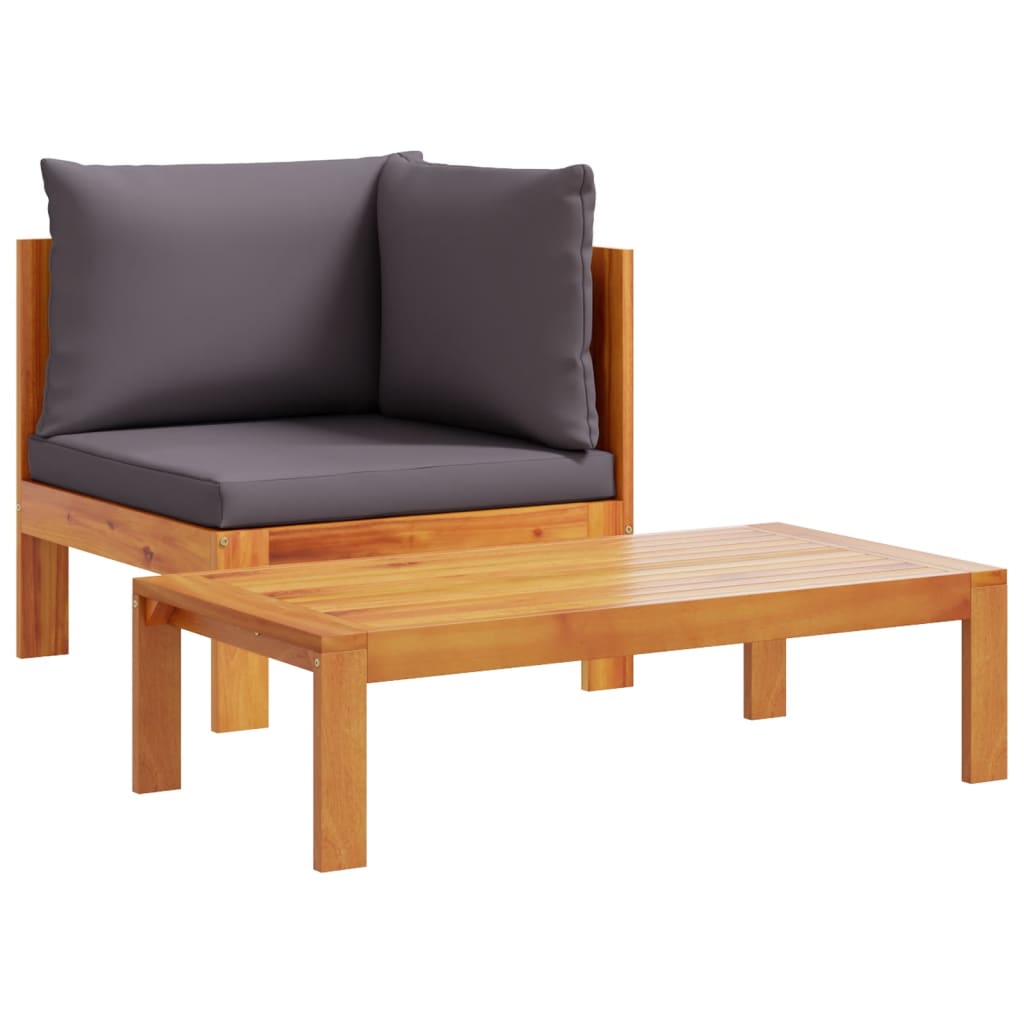 vidaXL sofás de jardín 2 pzas con cojines madera maciza acacia