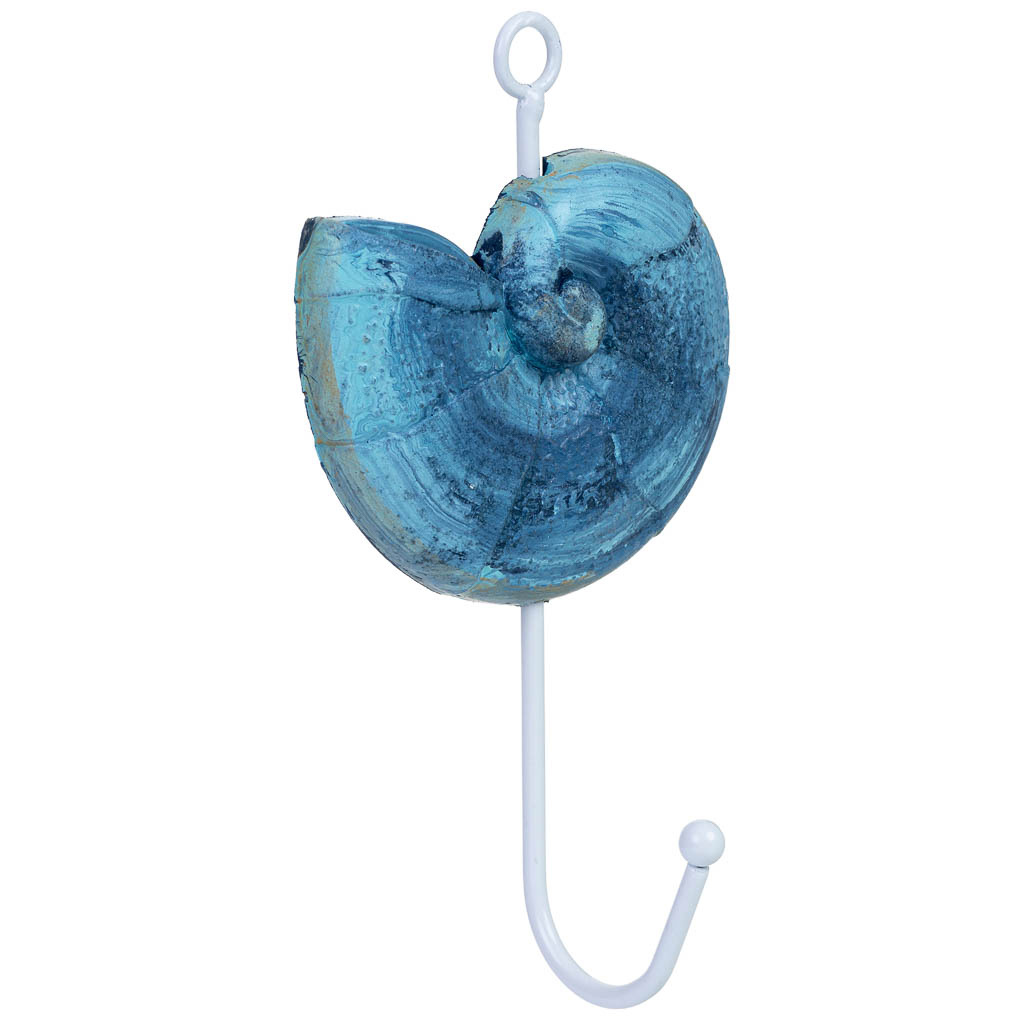 Percha de pared caracola de madera azul 10x4x16h cm