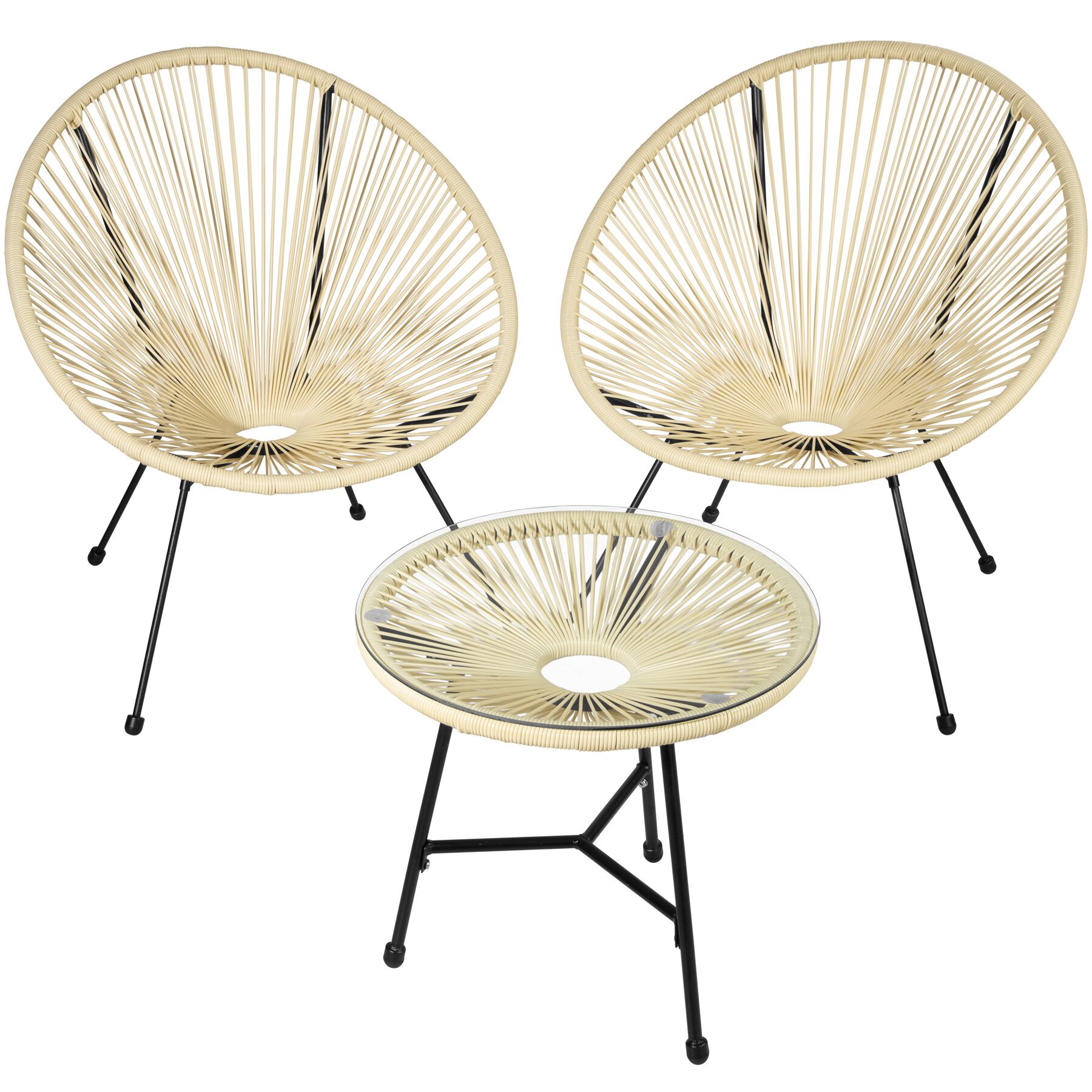 2 sillas de jardín con mesa estilo acapulco tablero de vidrio beige