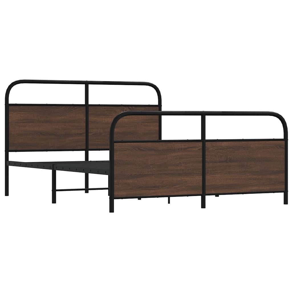 vidaXL estructura de cama sin colchón metal marrón roble 150x200 cm