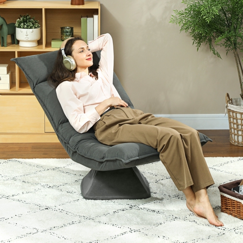 Sillón giratorio 360° reclinable plegable gris oscuro 1 plaza